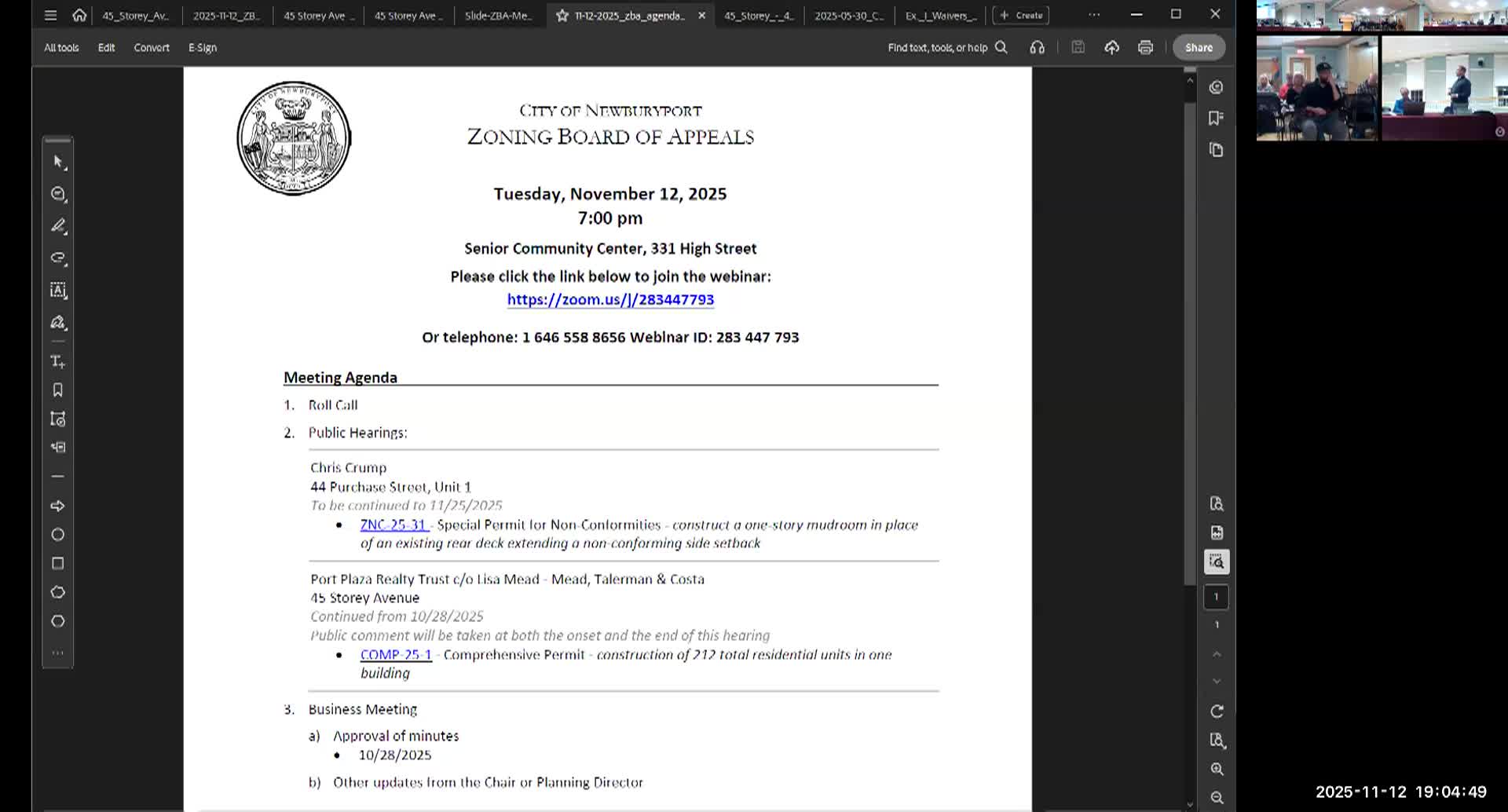Newburyport Zoning Board of Appeals 2025-11-12
