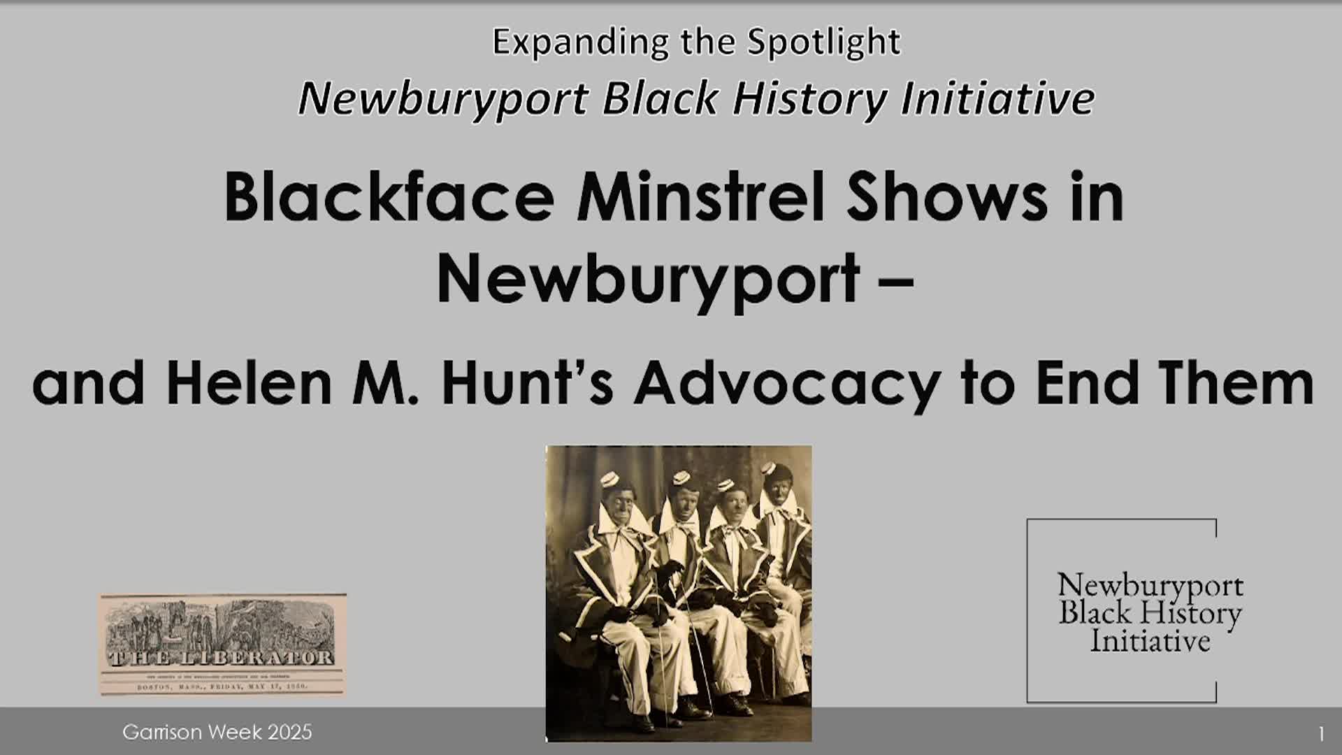 Blackface Minstrel Shows in Newburyport Presentation 12-10-25