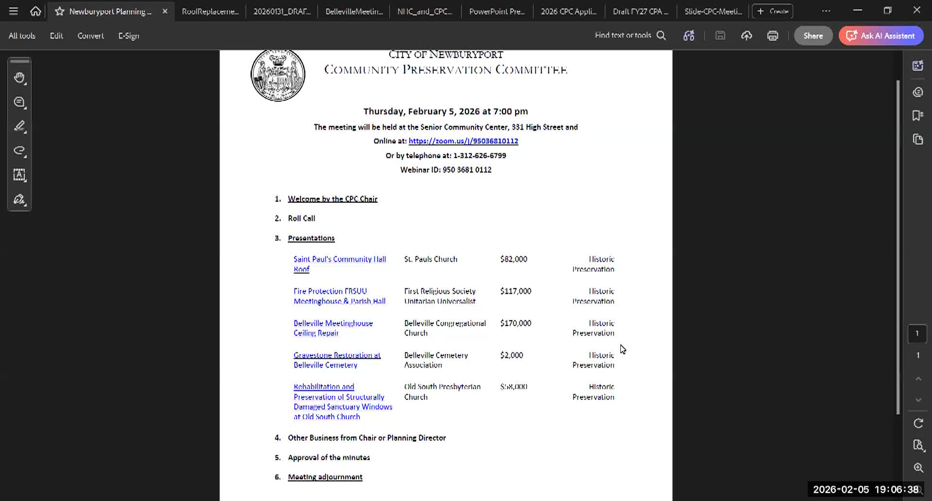 Thumbnail image for Newburyport Preservation Committee 2026-02-05