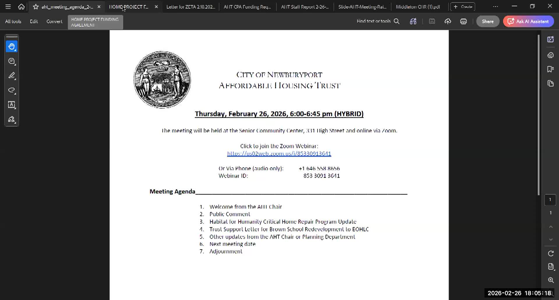 Newburyport Affordable Housing Trust 2026-02-26