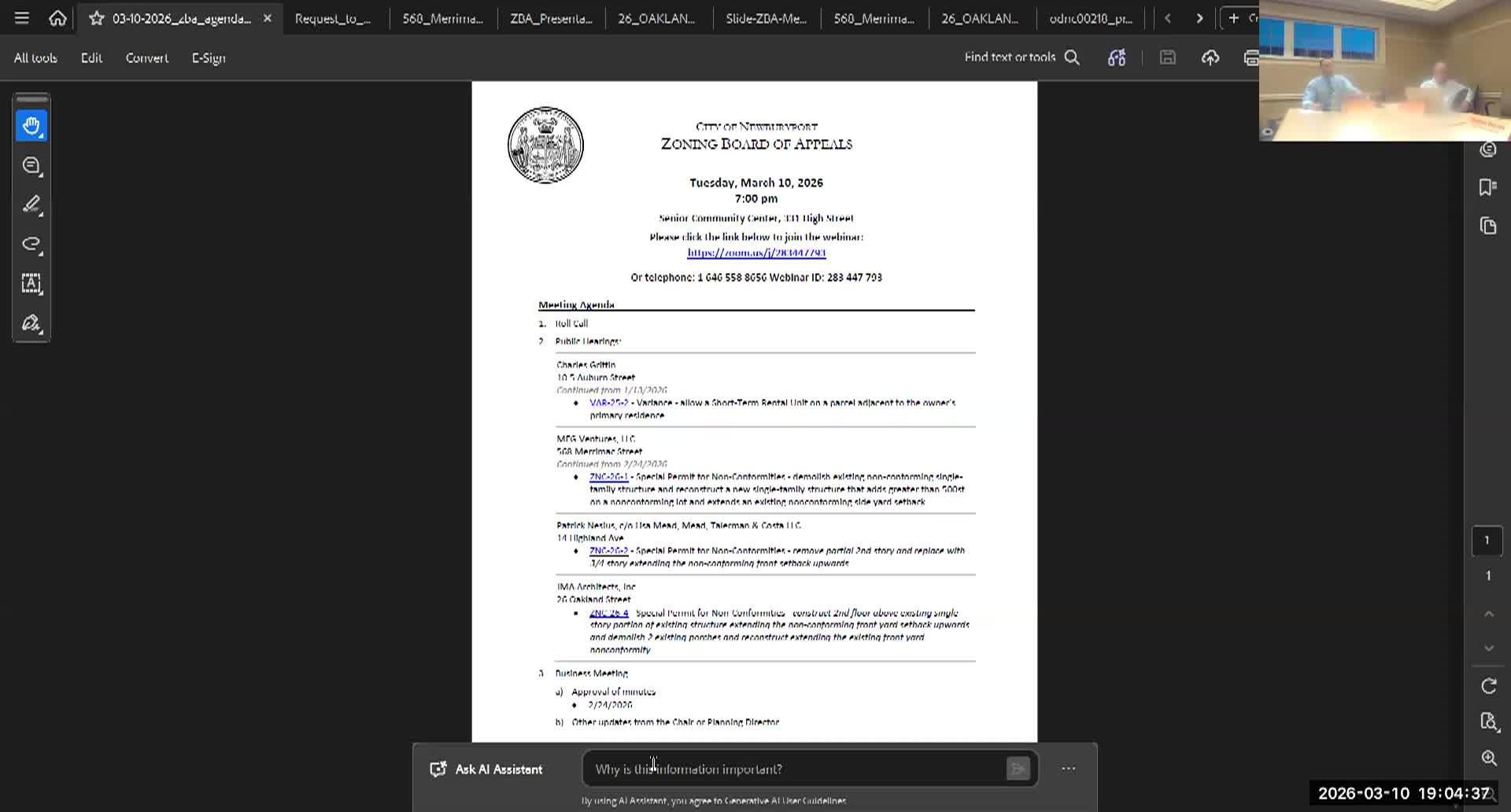Newburyport Zoning Board of Appeals 2026-03-10