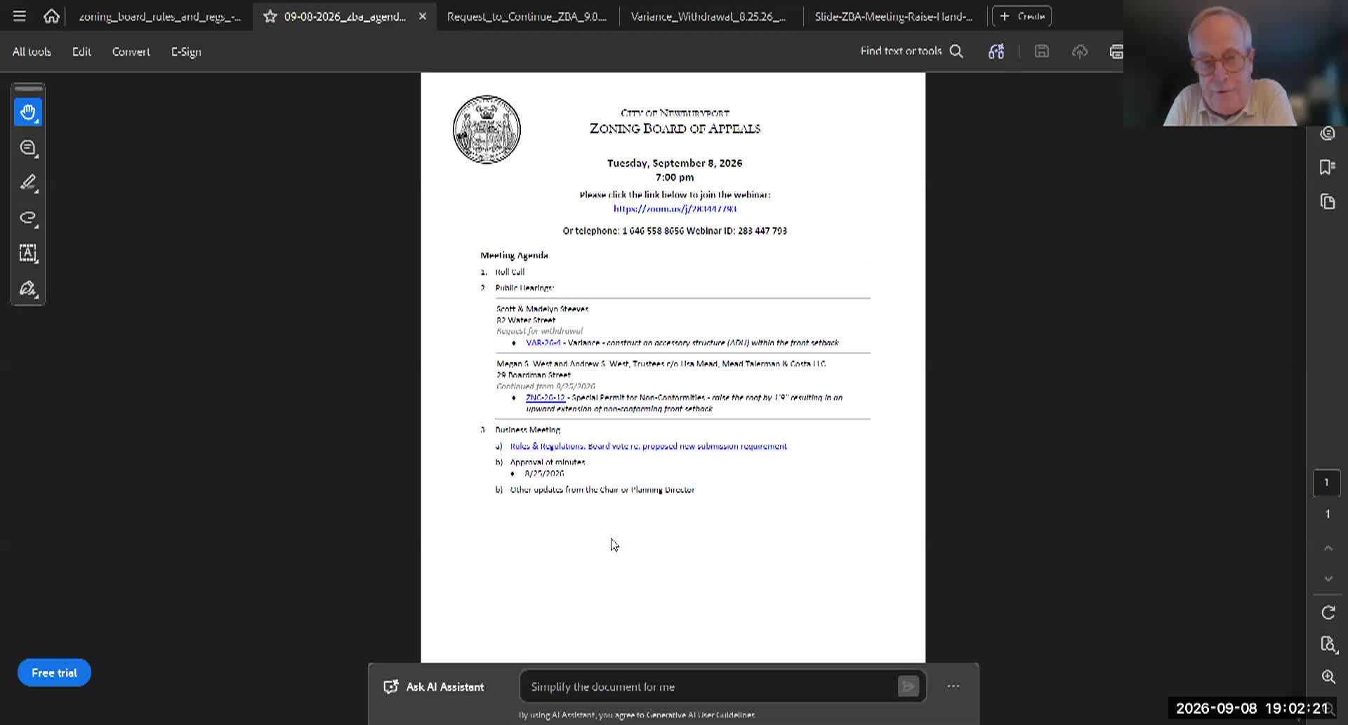 Thumbnail image for Newburyport Zoning Board of Appeals 2026-09-08