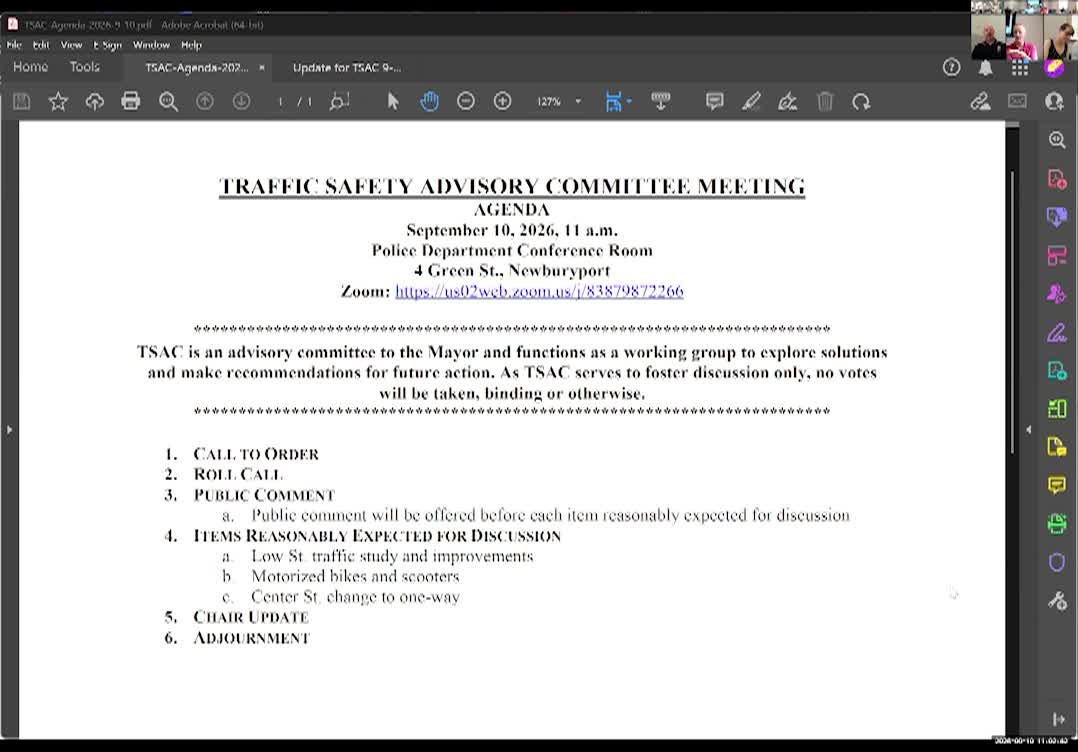 Thumbnail image for Newburyport Traffic Safety Advisory Committee (TSAC) 2026-09-10