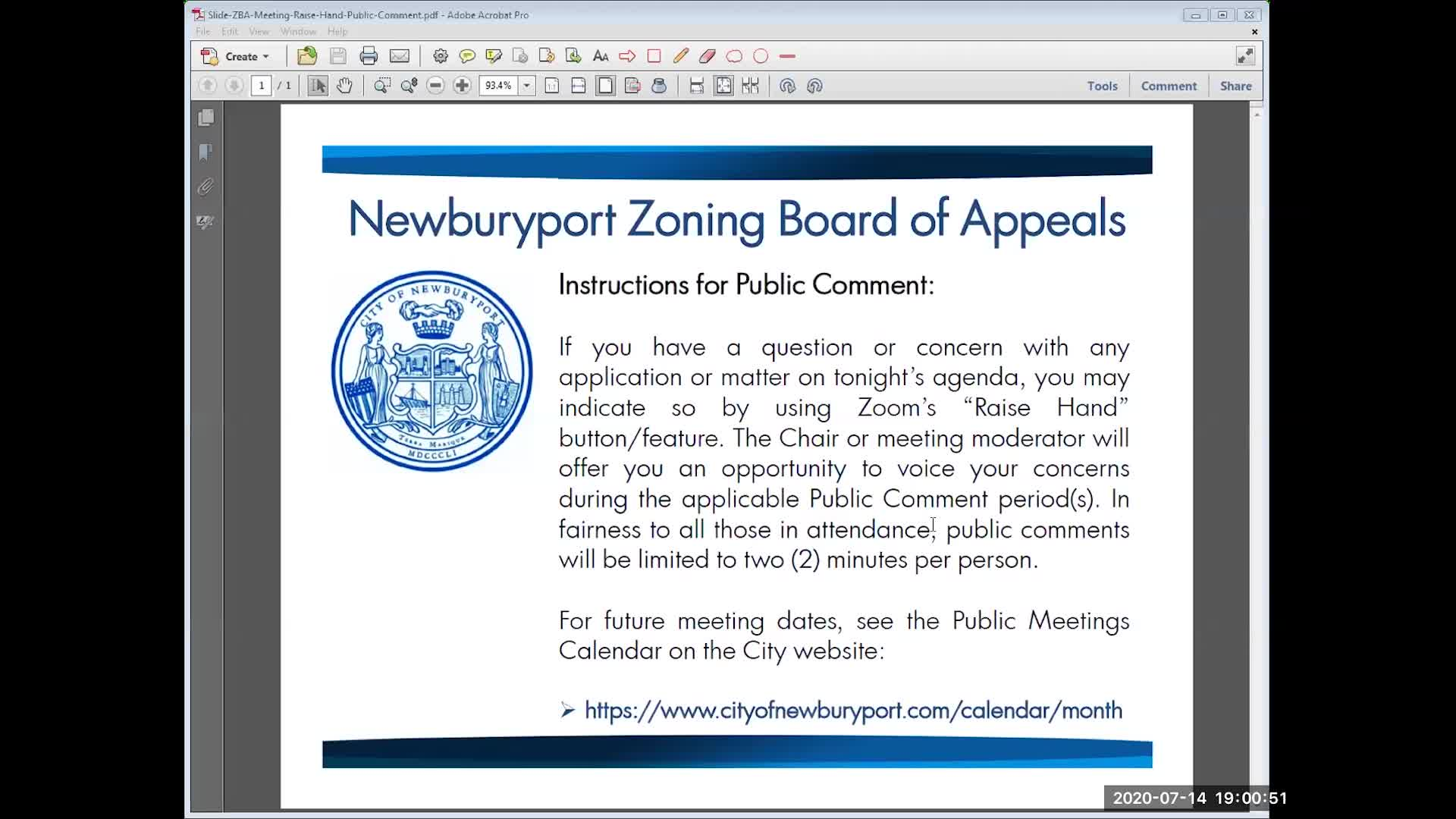 Thumbnail image for Newburyport Zoning Board of Appeals 2020-07-14