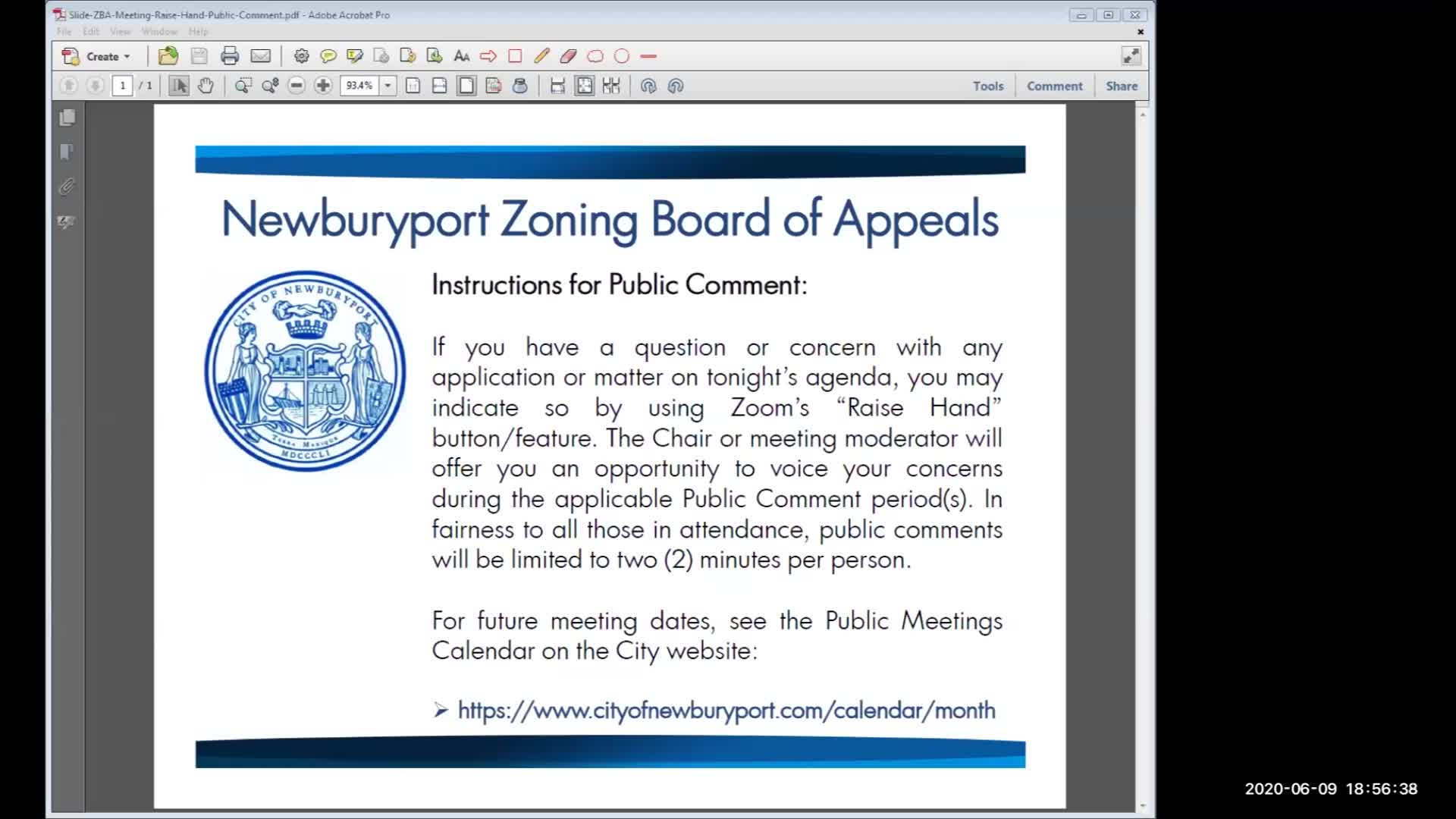 Thumbnail image for Newburyport Zoning Board of Appeals 2020-06-09