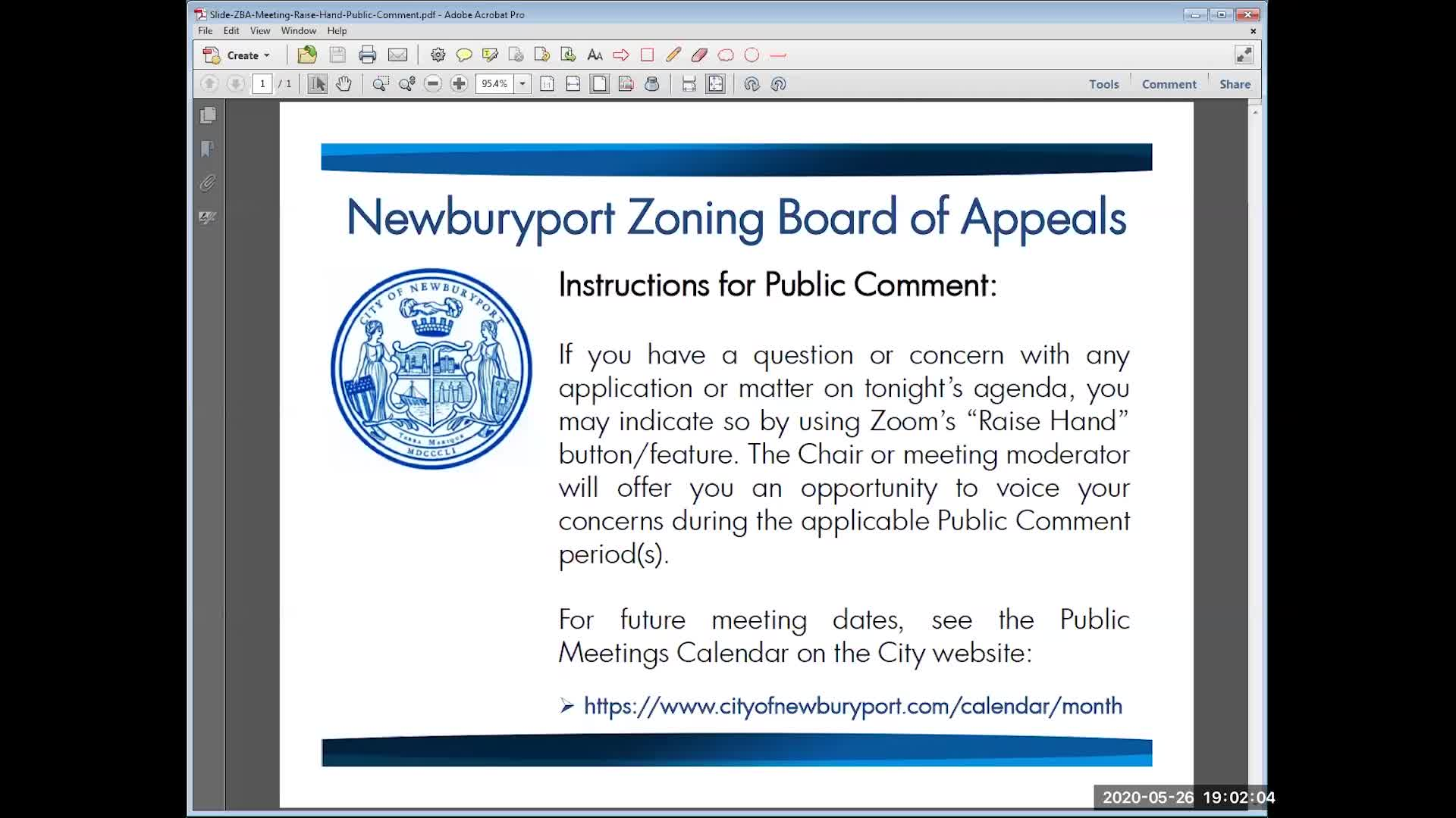 Thumbnail image for Newburyport Zoning Board of Appeals 2020-05-26