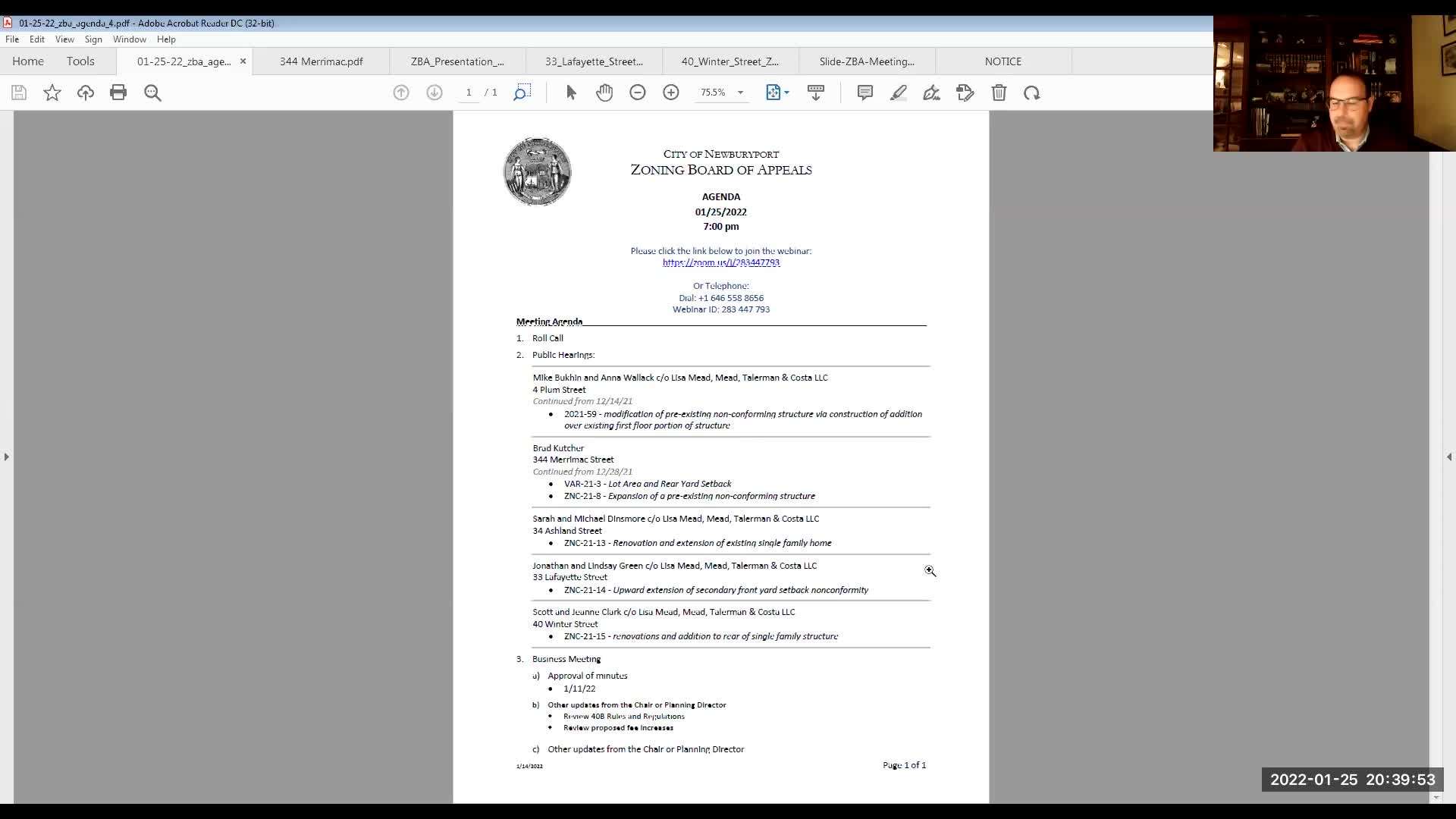 Thumbnail image for Newburyport Zoning Board of Appeals 2022-01-25
