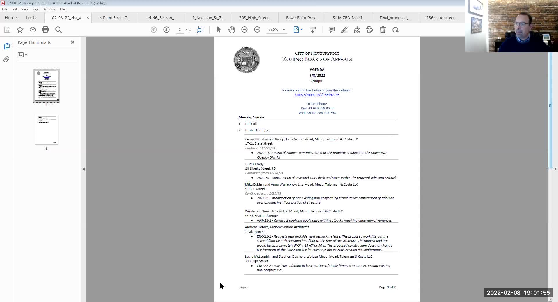 Thumbnail image for Newburyport Zoning Board of Appeals 2022-02-08.