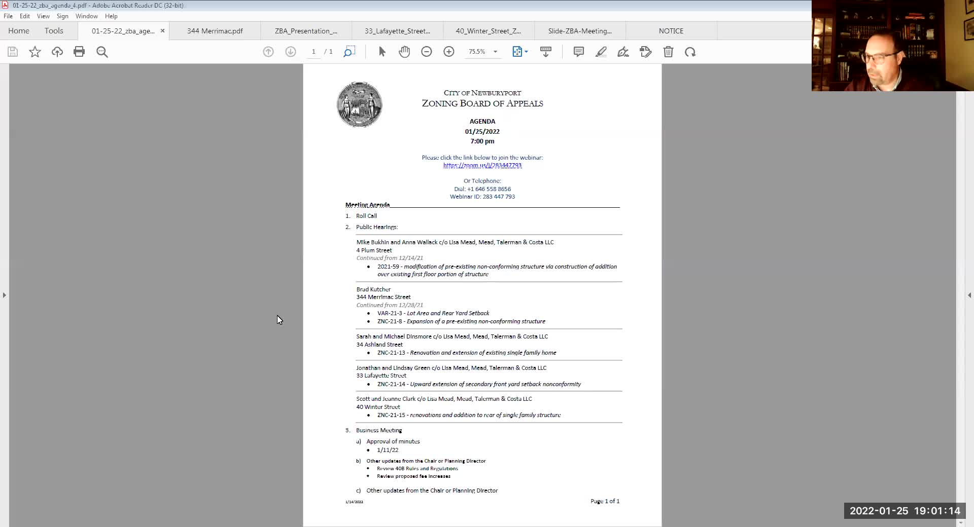 Thumbnail image for Newburyport Zoning Board of Appeals 2022-01-25